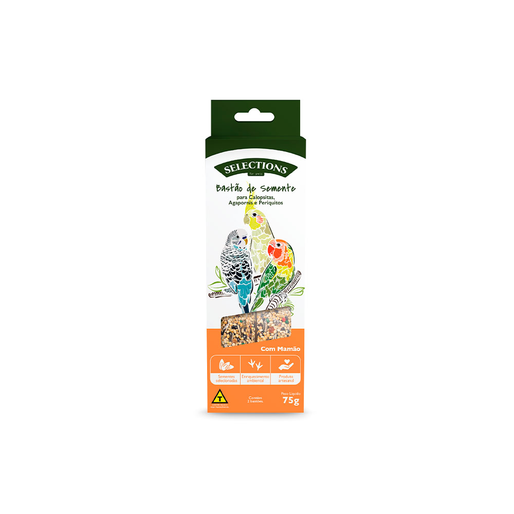 Bastão de Sementes Selections For Pets Sabor Mamão para Calopsitas