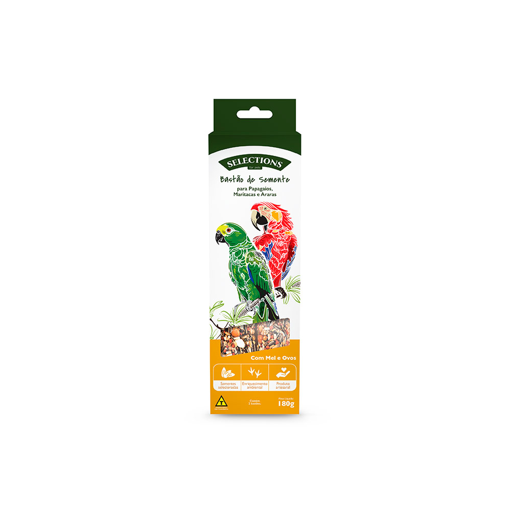 Bastão de Sementes Selections For Pets Tradicional para Papagaios 180 g