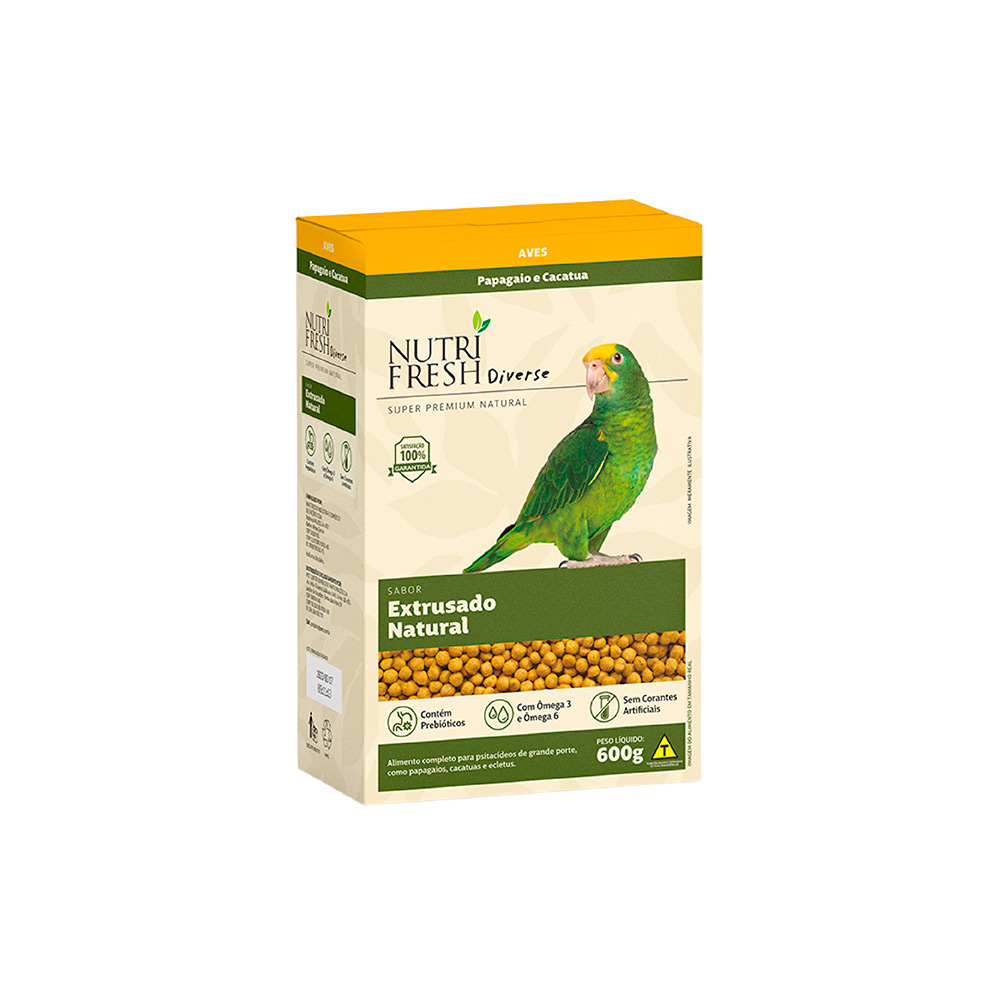 Alimento Extrusado Nutrifresh Natural para Papagaio e Cacatua 600 g