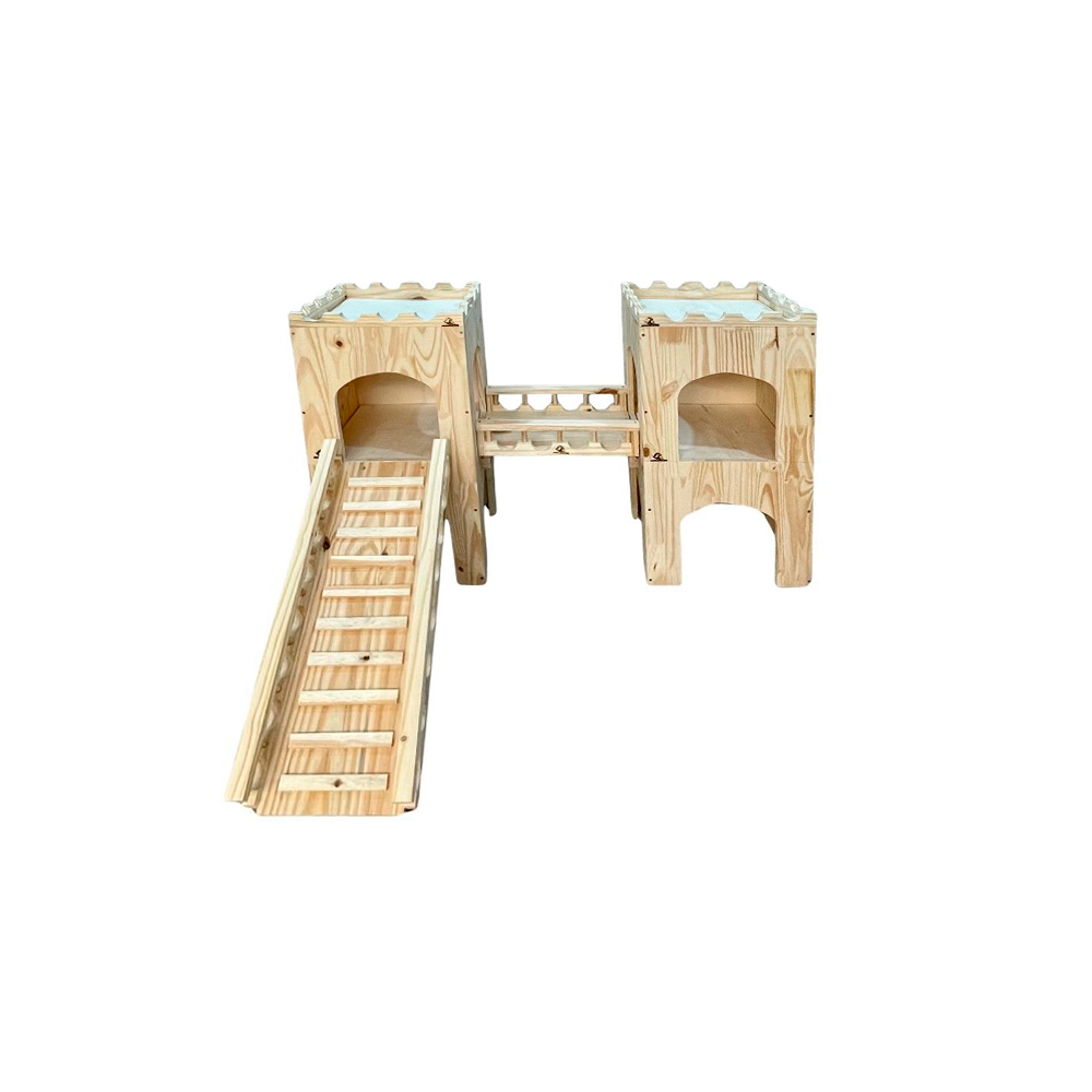 Brinquedo Moveleiro Pets Castelo Duplo de Madeira para Roedores
