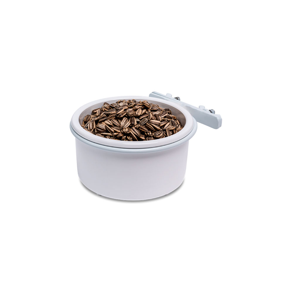 Comedouro com Suporte InjetFour Branco para Pássaros de Bico Torto