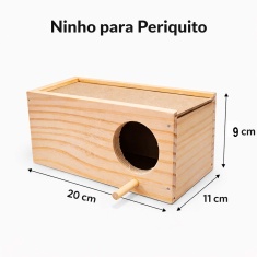 Ninho de Madeira Pinus Zoopet para Periquitos