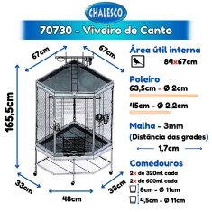 Viveiro Chalesco Canto Plus para Pássaros Grandes