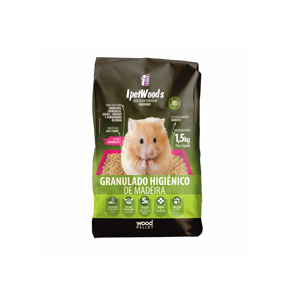Granulado Higiênico Ipet Wods Madeira para Roedores