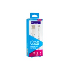 Cabo I2GO Lightning Nylon Trançado Branco e Cinza 1 Metro