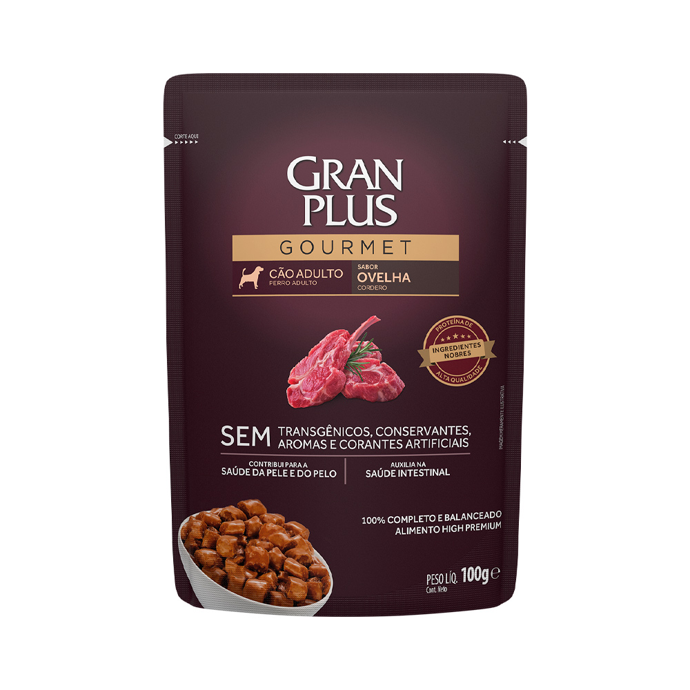 Ração GranPlus Gourmet para Cães Adultos de Médio e Grande Porte Sabor Ovelha e Arroz