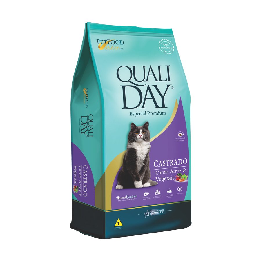 Ração Qualiday para Gatos Adultos Castrados Sabor Frango